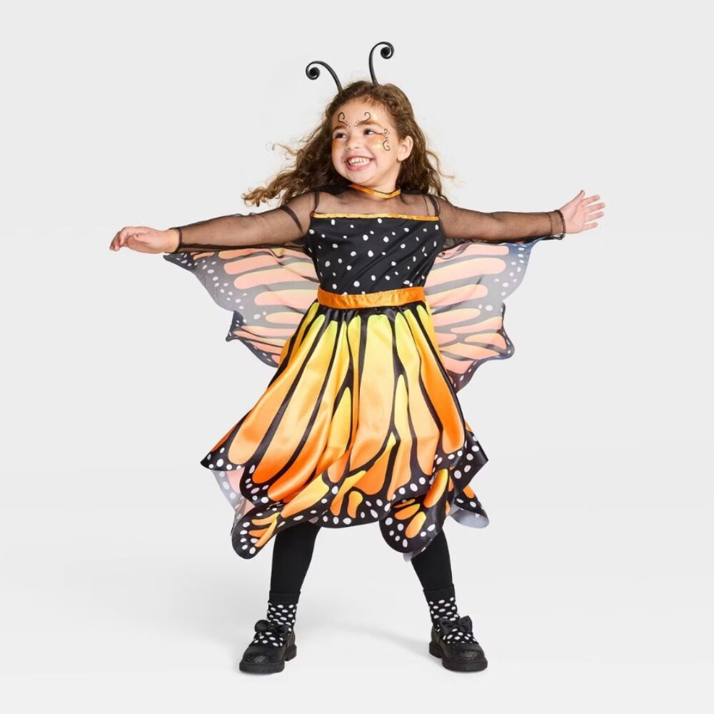 Toddler Glows under Blacklight Monarch Butterfly Costume Dress - Hyde and EEK! B